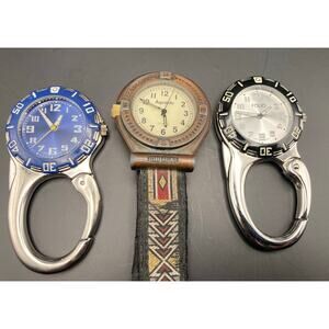 Clip ON Men's Analog Watches Lot (3) Aqualite - Folio - Unbranded -New Batteries